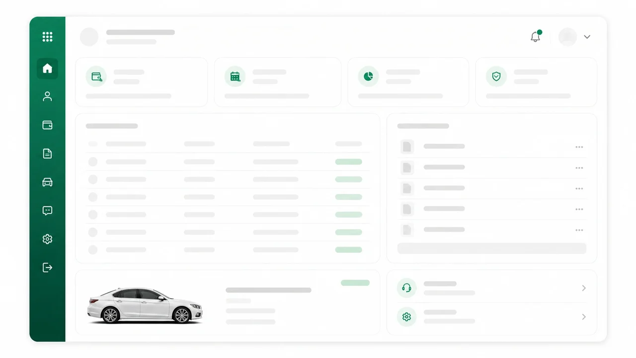 Náhled klientské zóny CashAuto — přehled výkupu, poplatků a dokumentů